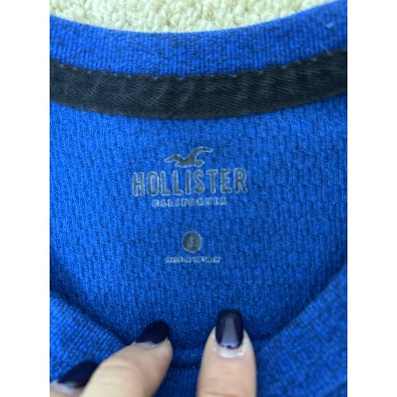 Hollister Blue Thermal Long Sleeve Shirt Logo Tape Raglan Style Size S - Picture 4 of 12